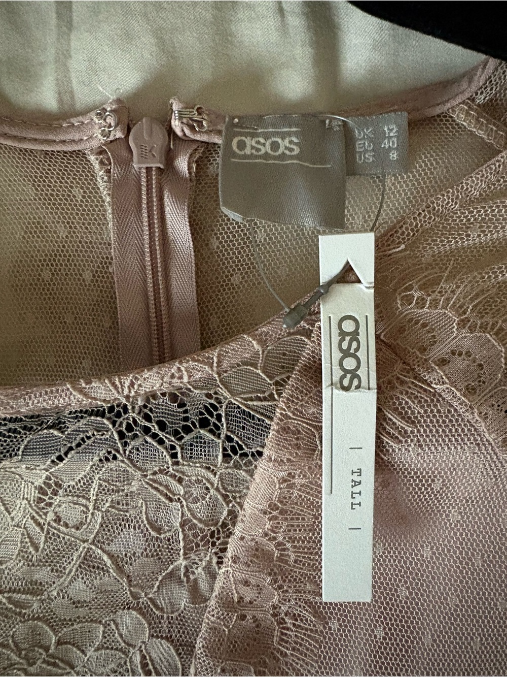 ASOS Dusty Blush Lace & Tulle Midi Dress - Picture 6 of 6
